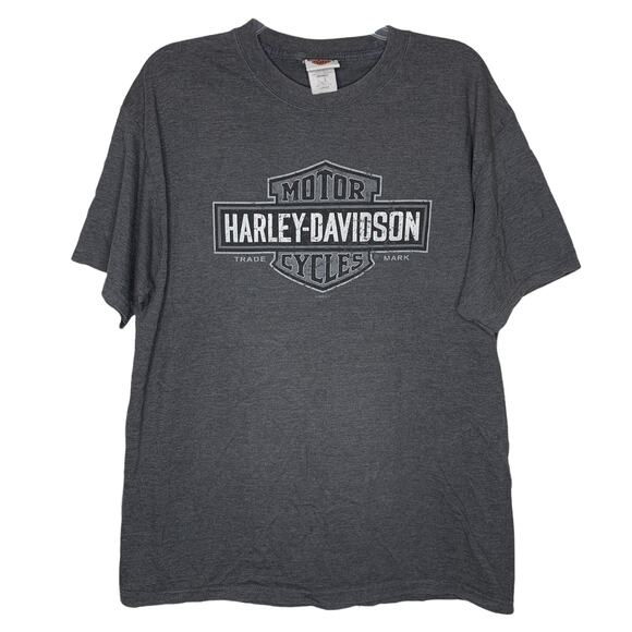 Harley Davidson Grey Motorcycle Biker Graphic Tee Shirt T-Shirt Large - Picture 1 of 4